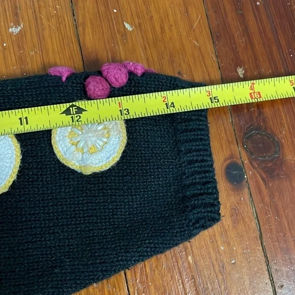 Marisa Christina Kids Cotton Fruit Beaded Appliqué Black Sweater size Medium - Picture 6 of 8